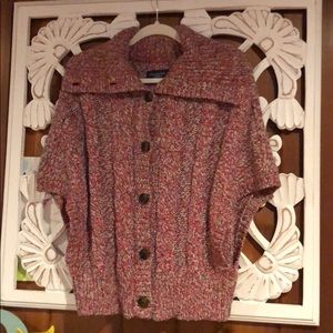 American Eagle size M. S/S red button up sweater.